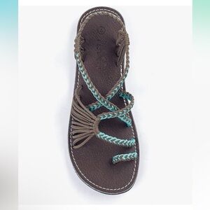 Plaka strappy Brown and Teal Sandals 8
